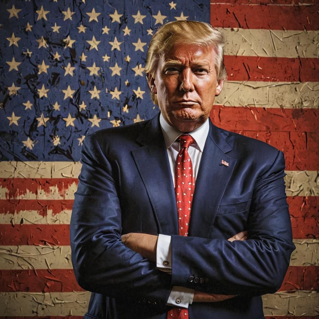 Pop Art Portrait of Donald Trump in Patriotic Setting