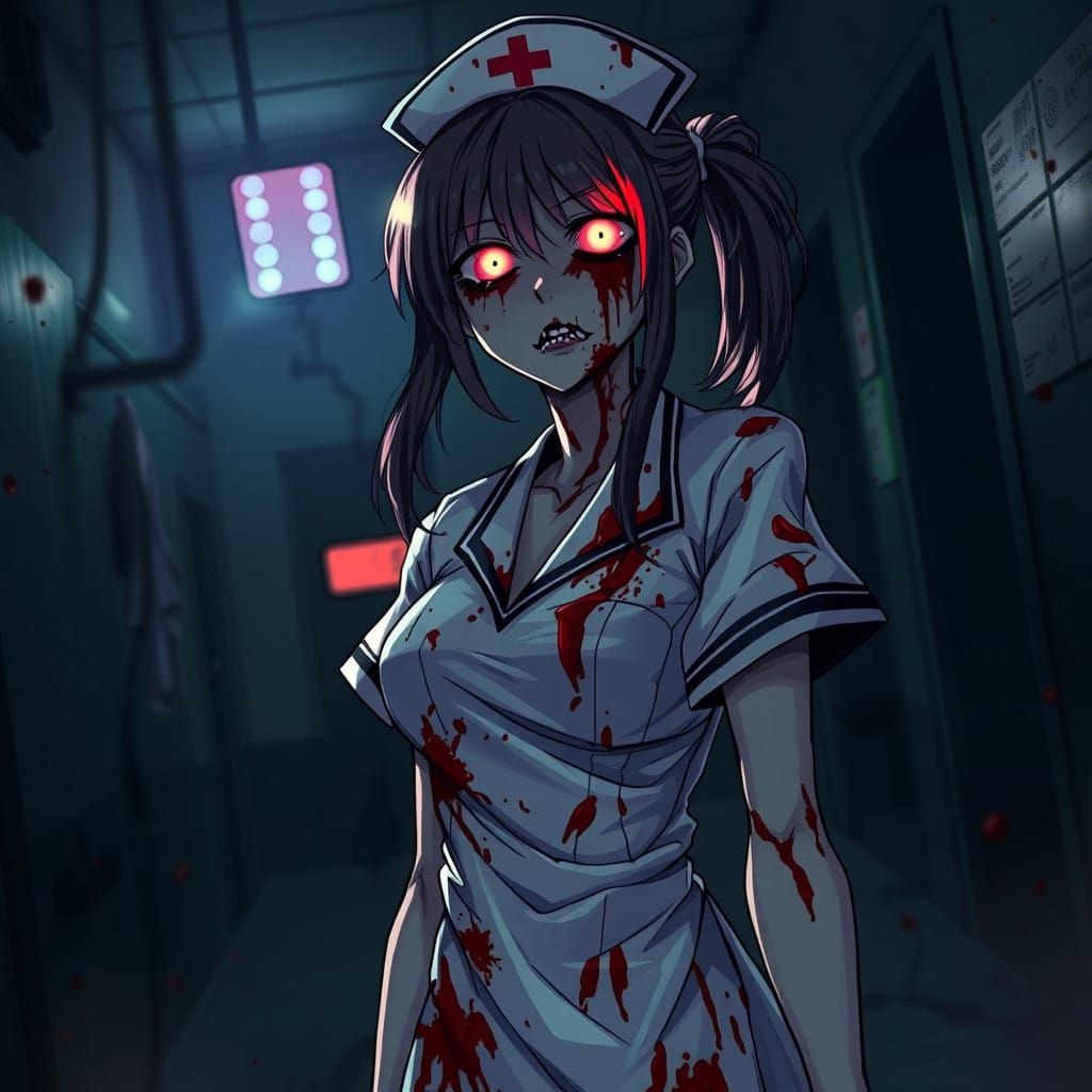 Eerie Zombie Nurse Haunts Dark Apocalypse in Anime Key Visua...