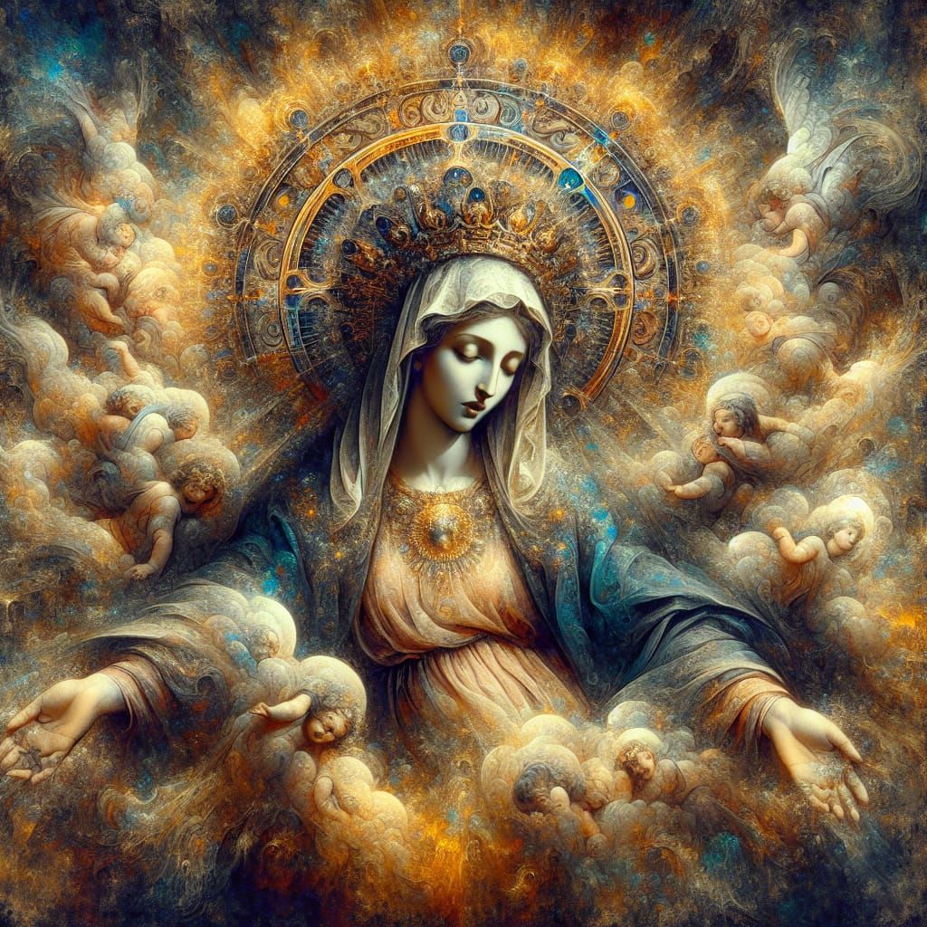 Renaissance Holy Mary Religious Matte Painting