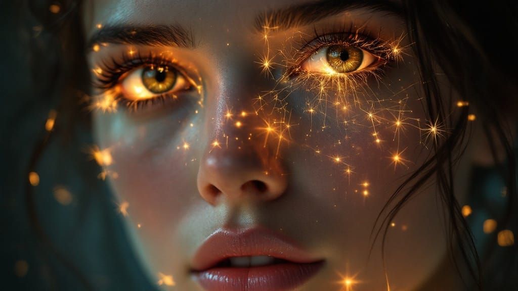 Electric Dreamscape with a Woman's Face