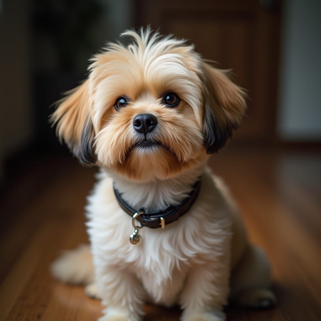 Stylish Shiatsu Dog Portrait in Professional Photography Sty...