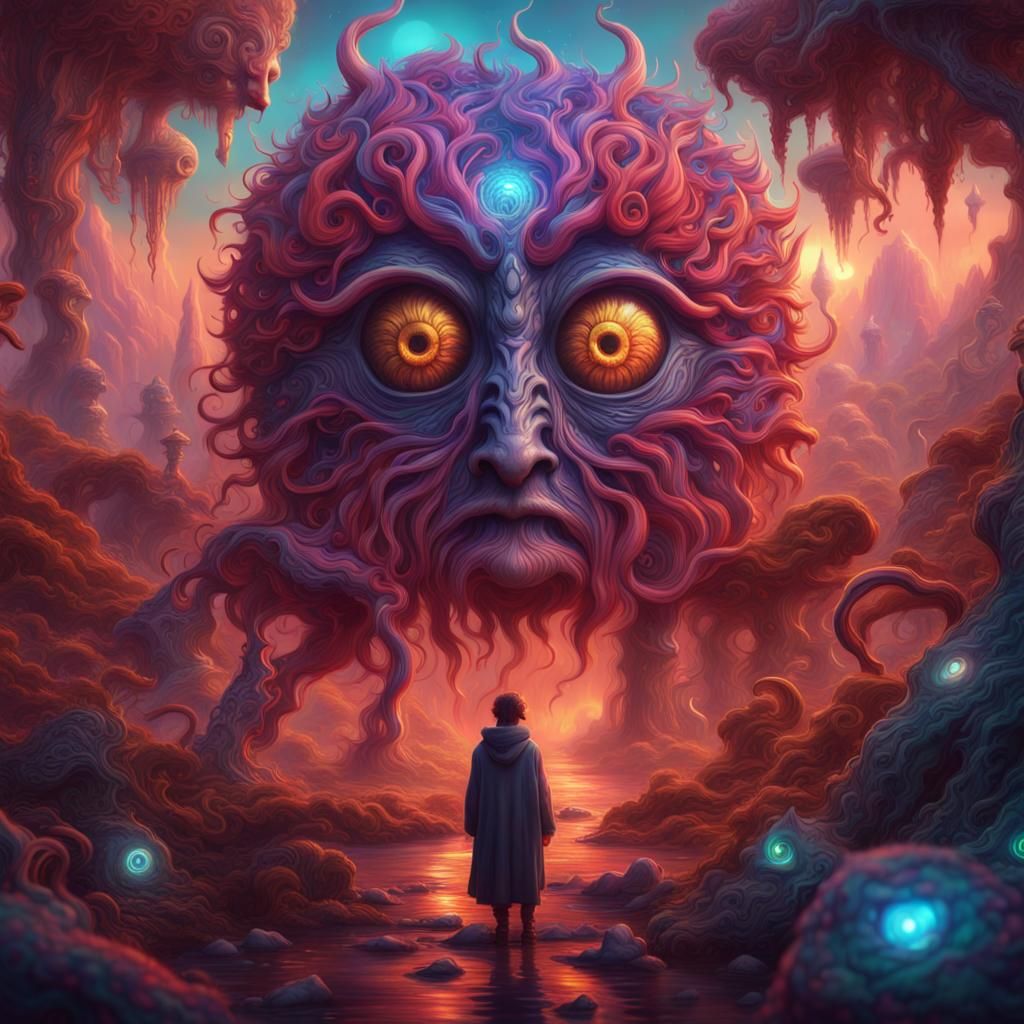 Psychedelic Mind Control Fantasy Dreamscape in Detailed Matt...