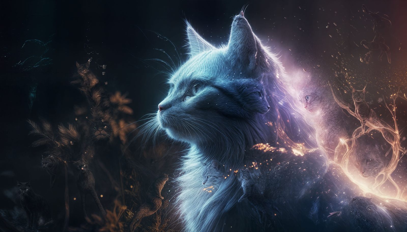 Dreamcore Cat Emerges from Ethereal Mist