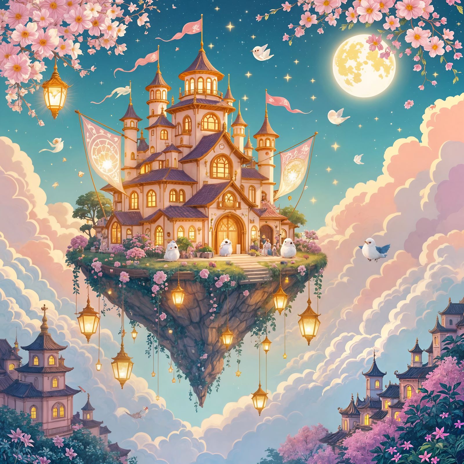 Starlight Bloom Day Celebration in Ethereal Fantasy City