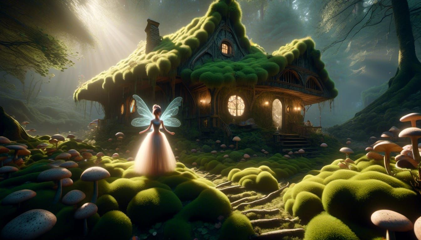 Enchanting Fairy Cabin in Forest Clearing