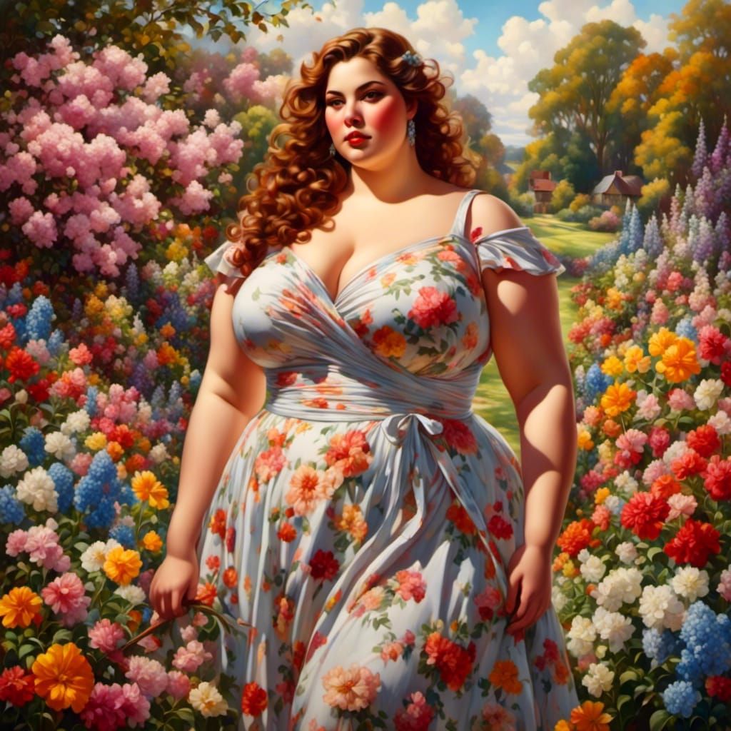 Stunning Plus Size Woman in Fairytale Garden