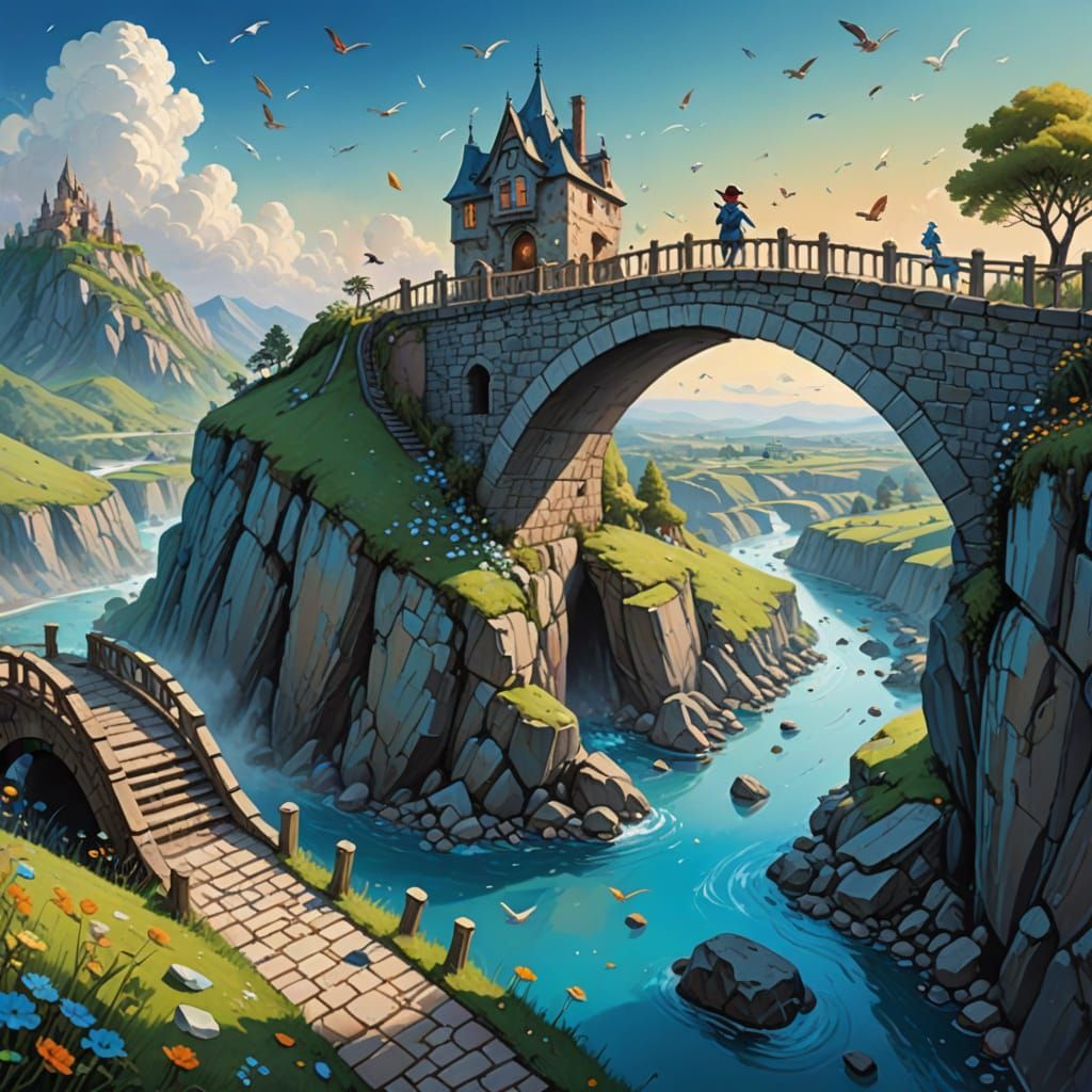 Whimsical Fantasy Art of Humpty Dumpty's Daring Leap