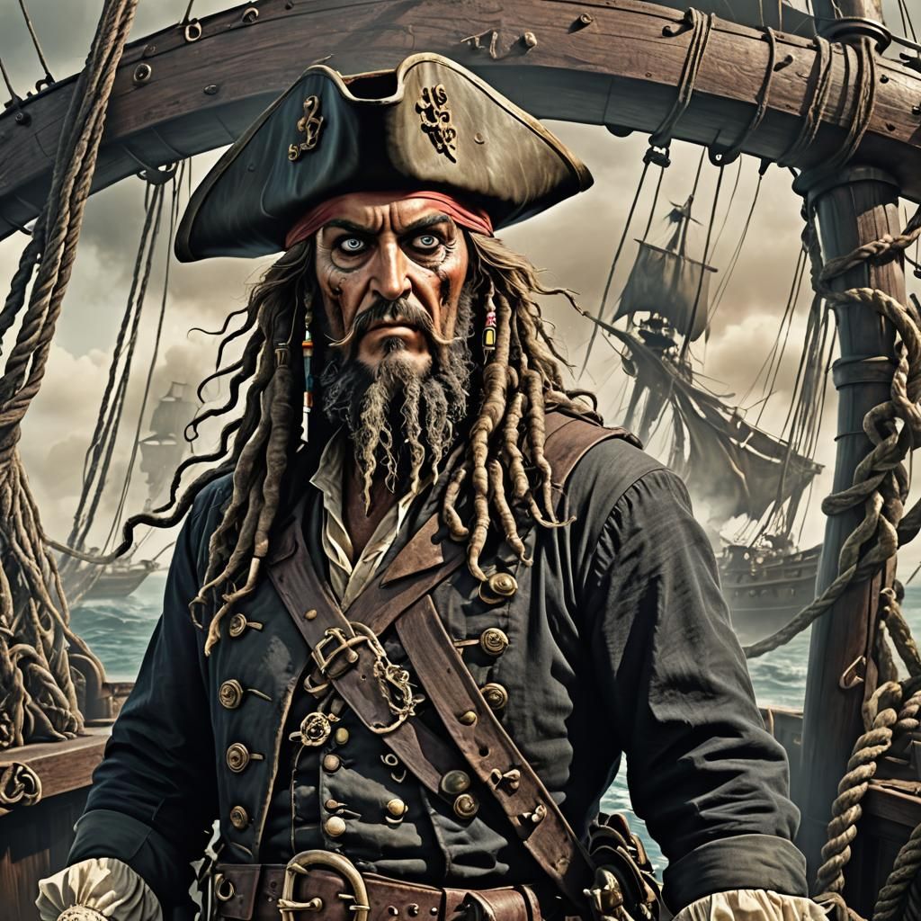 Pirate Captain Davey Jones on the Flying Dutchman