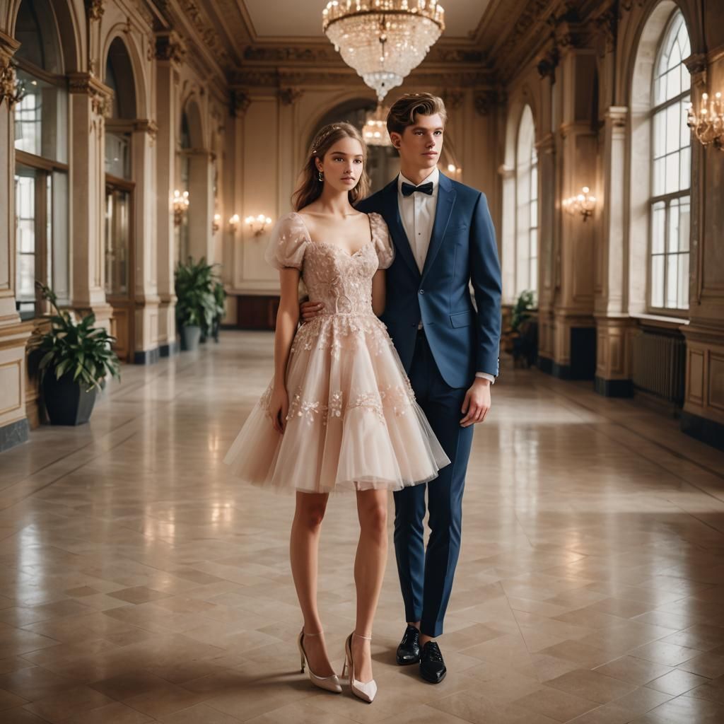 Fashion Photo: Boy in Tulle Dress in Grand Hall