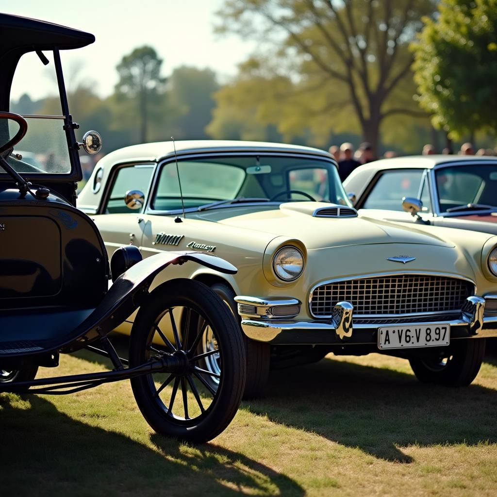 Ford Cars at a Car Show: Cinematic Film Still