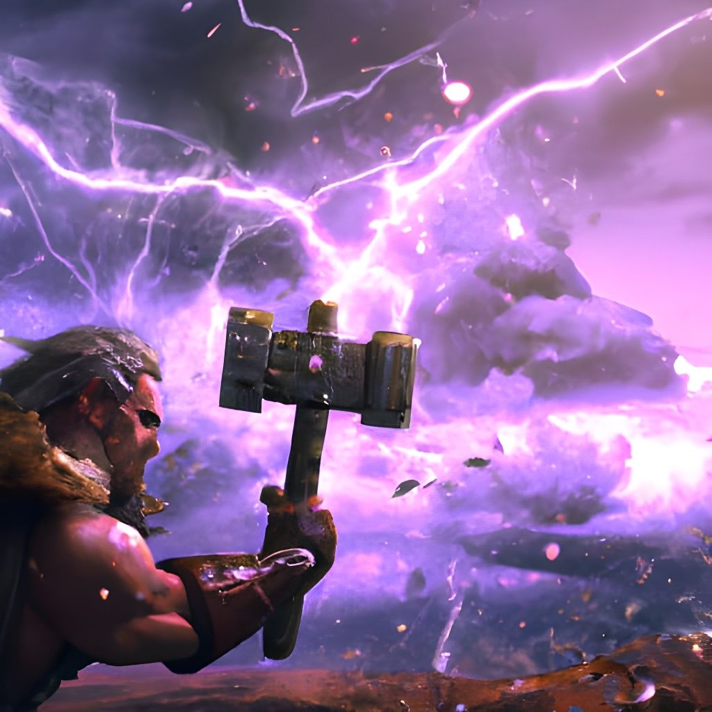 Thor in a Stormy Sky: Detailed Matte Painting