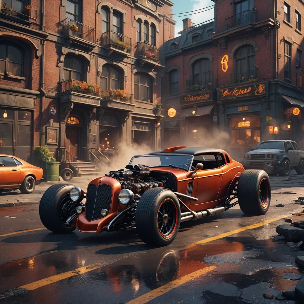 Detailed Matte Painting of a Hotrod Sports Car