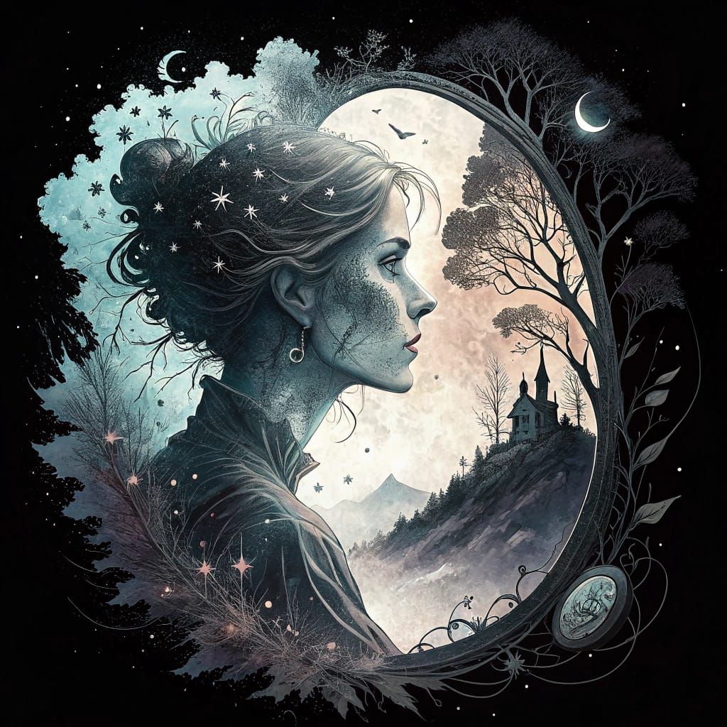 Whispers of the Astral Witch in Elegant Cameo