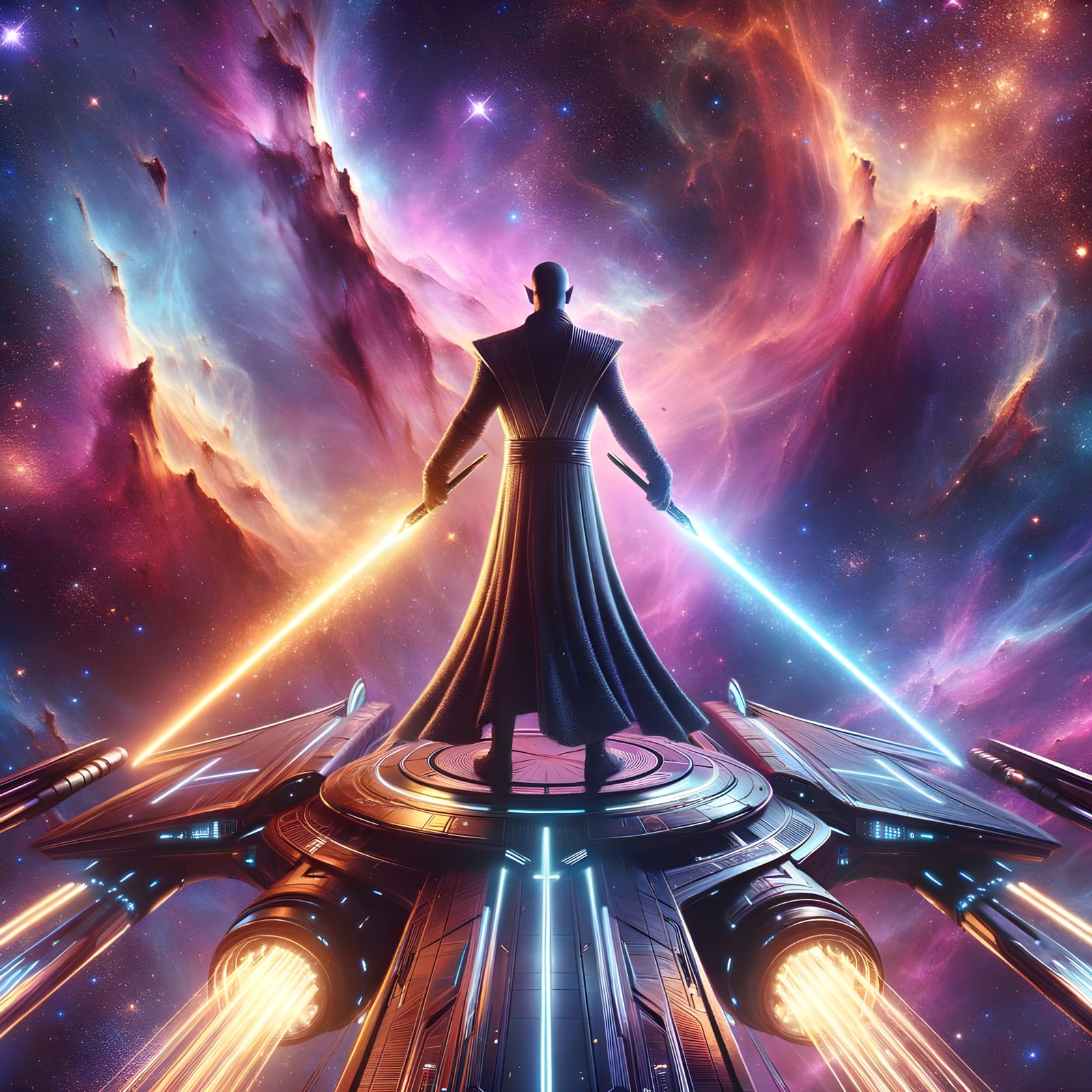 Revan Stands Guard Atop the Ebon Hawk