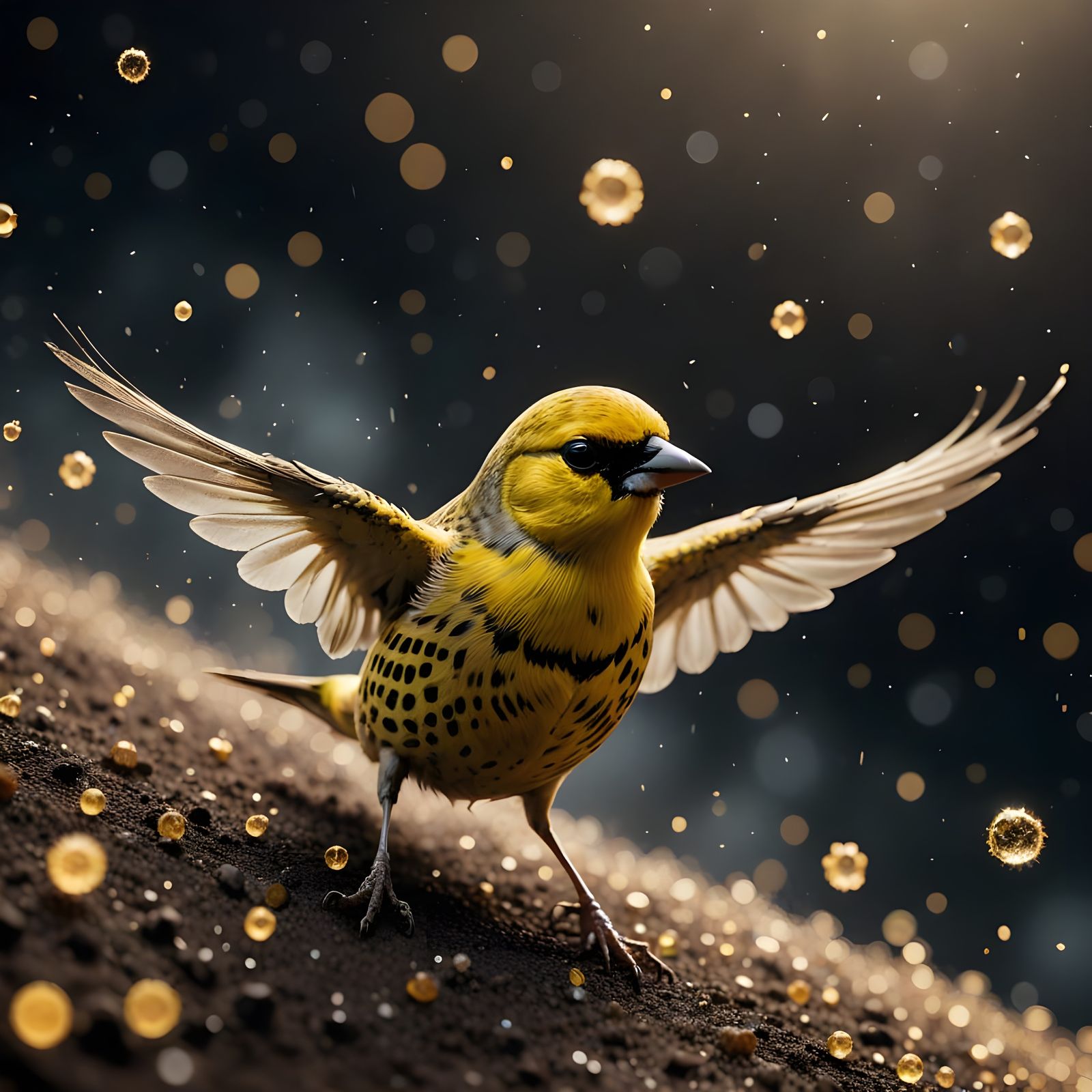 Menacing Polka Dot Tentacle with Golden Finch