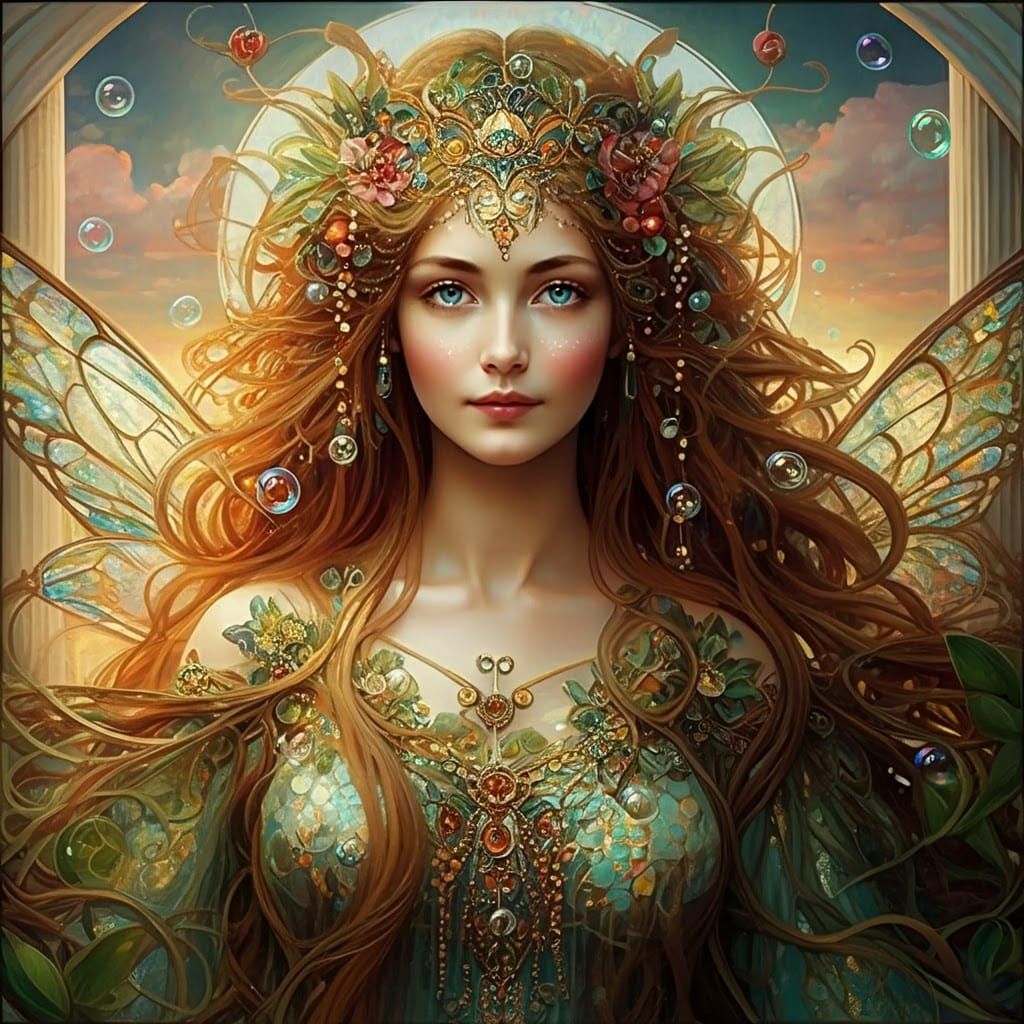 Frolicking Fairy in Renaissance Painting Style