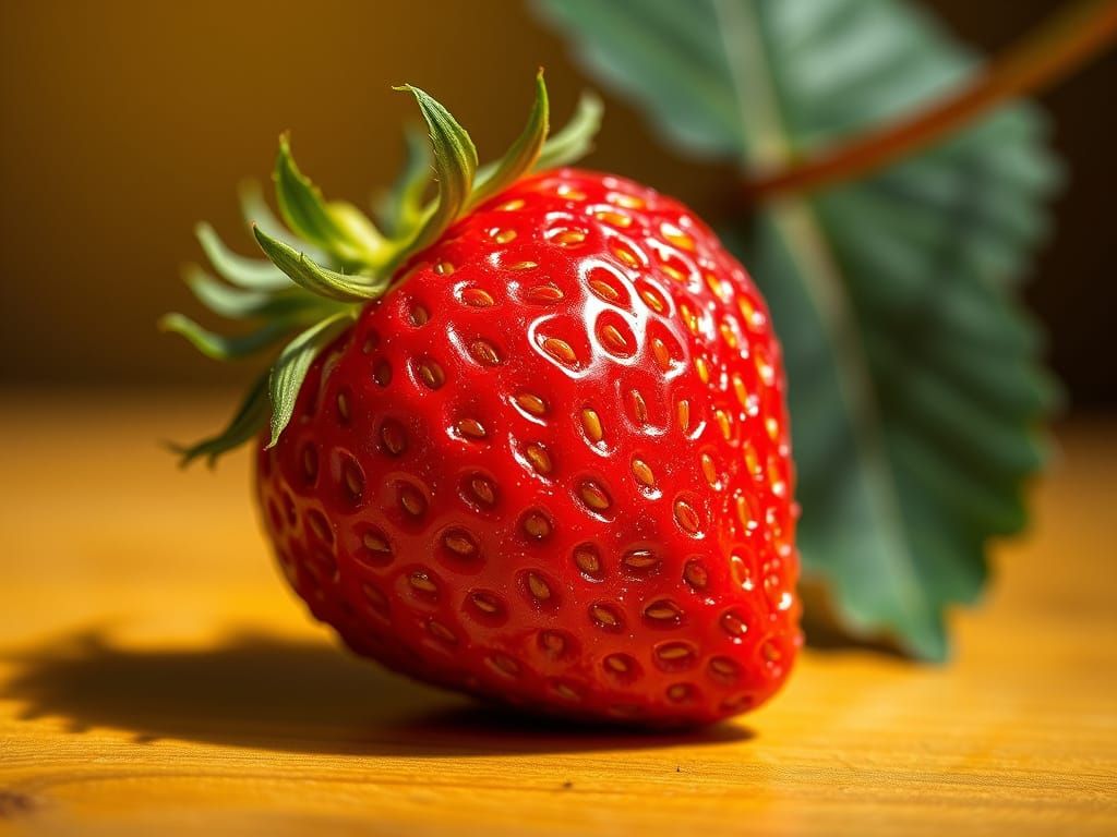 Vibrant Strawberry in Warm Golden Light