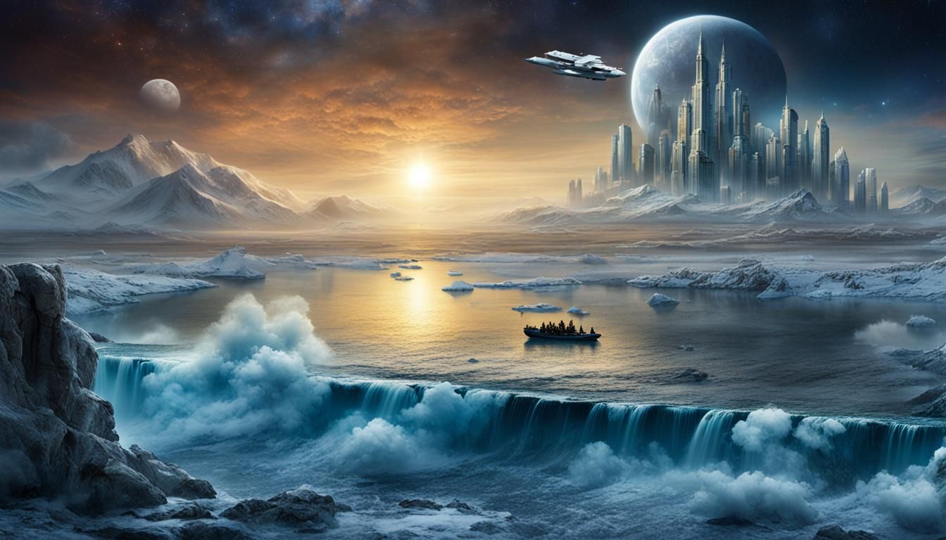 Galactic Seascape: Photorealistic Astral Moonscape