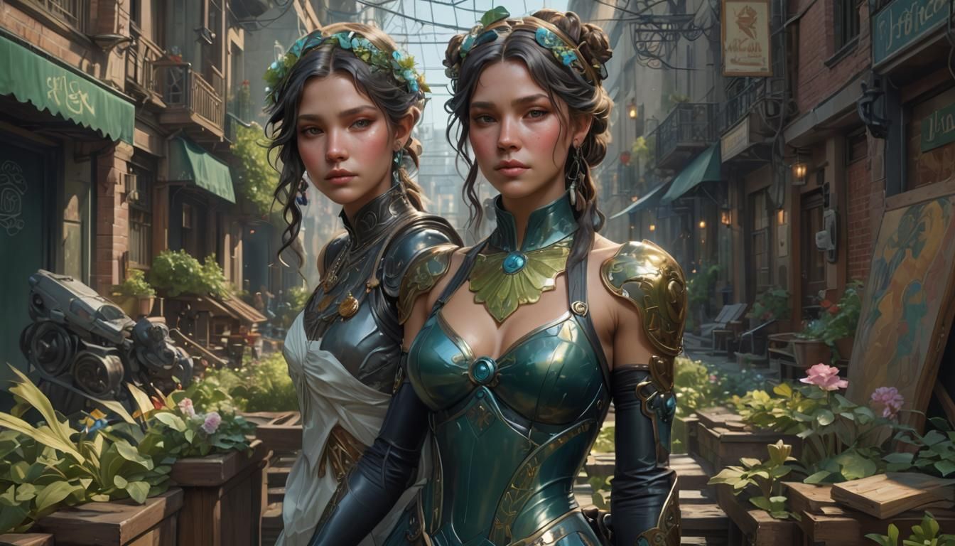 Art Nouveau Portrait in Alphonse Mucha Style