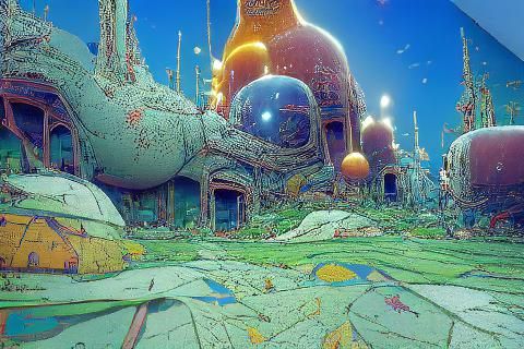 Cosmic Garden City: Ghibli-Inspired Digital Art