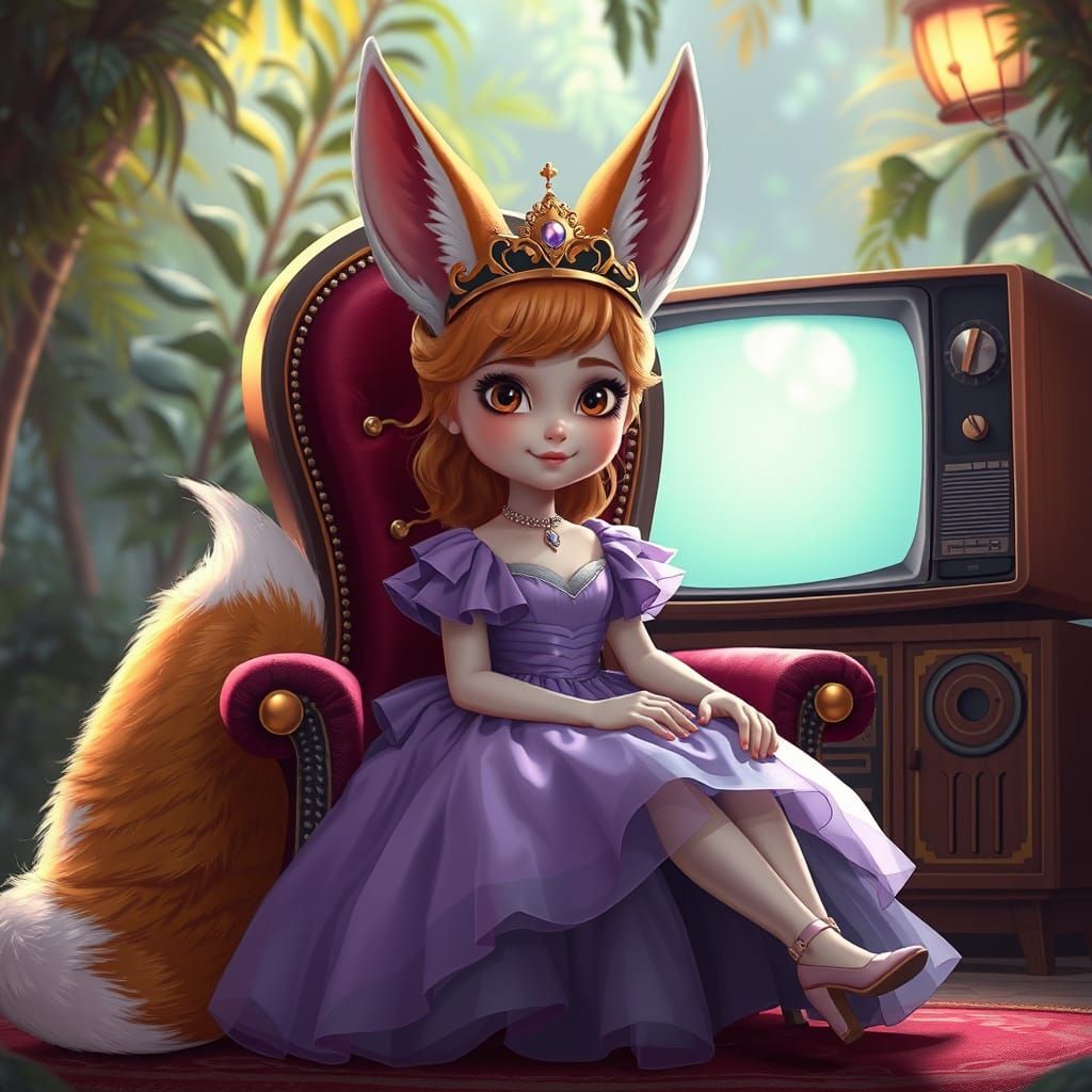 Futuristic Princess Fox in Lavender Elegance