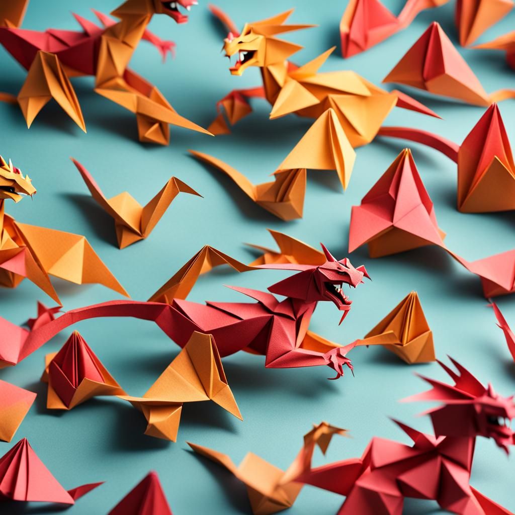 Intricate Origami Dragon Papercraft in 8K