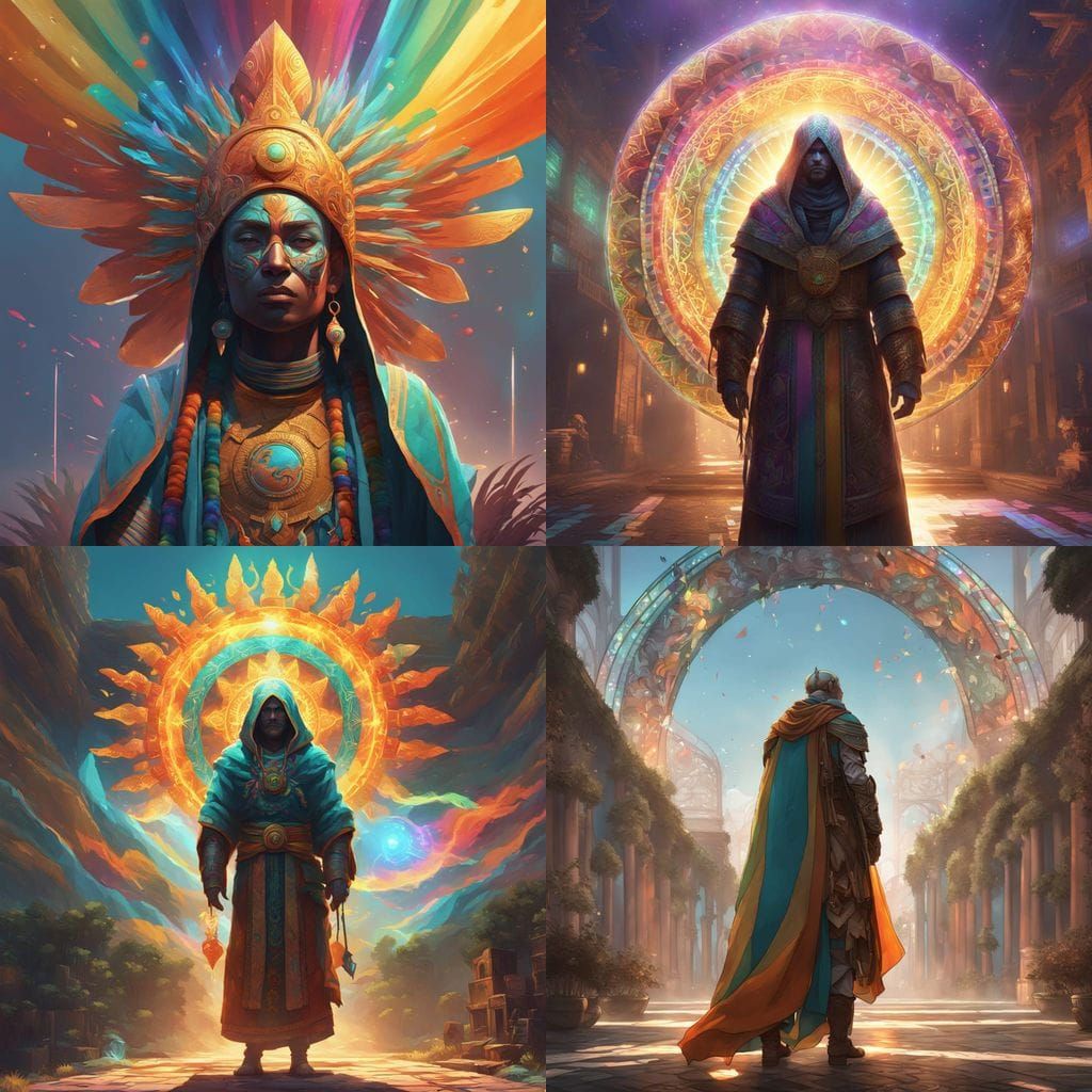 Divine Sun Mask with Rainbow Robe