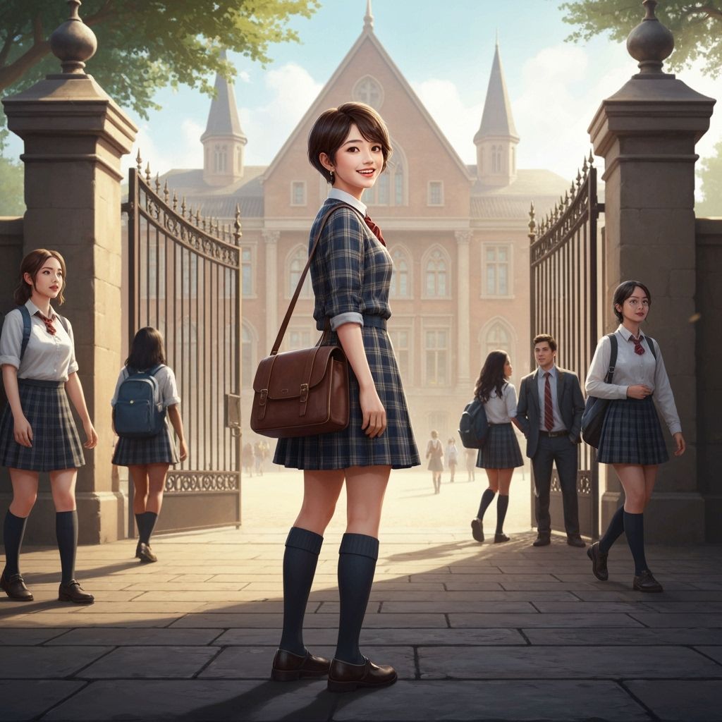 Korean Woman in School Uniform, Romantic Realism Style