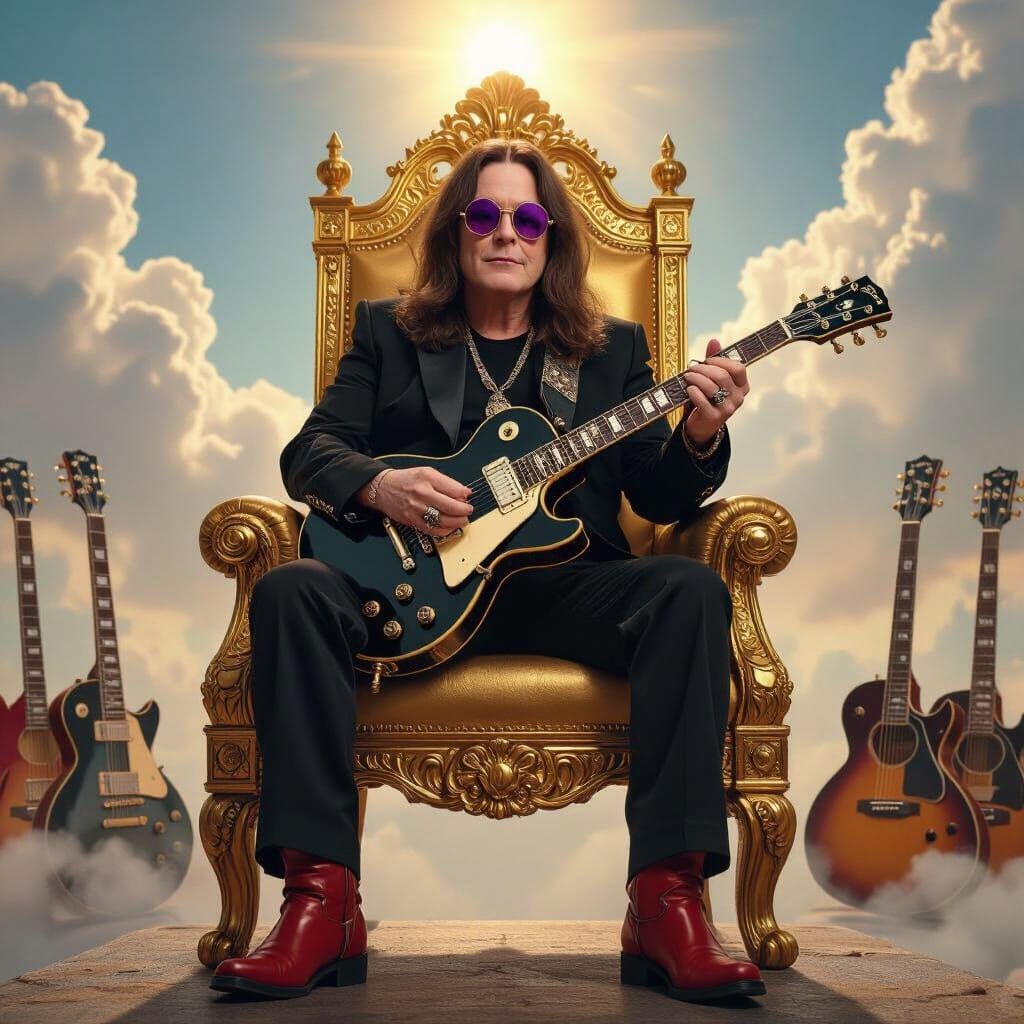 Ozzy Osbourne on Golden Throne in Heaven