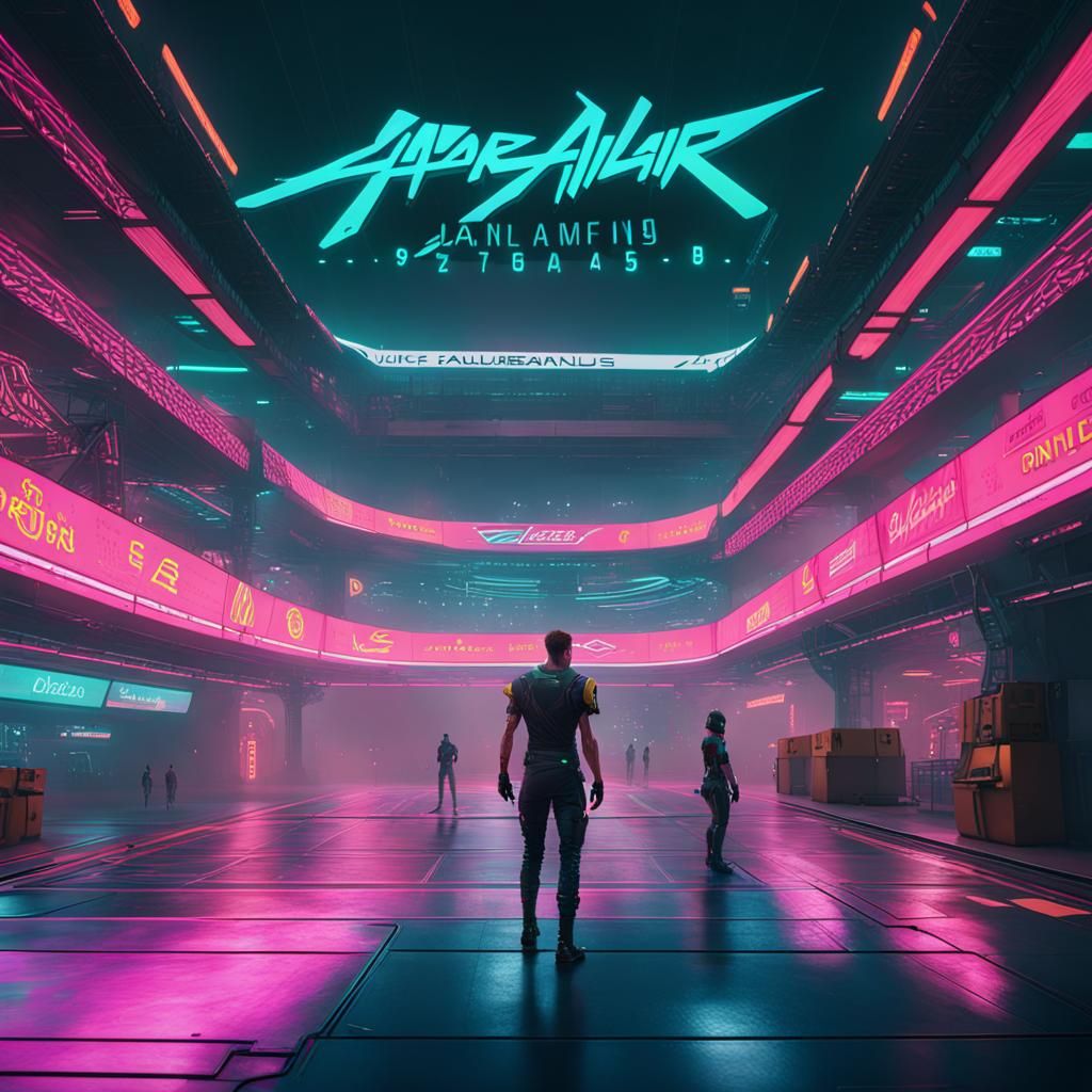detailed futuristic Jai alai match, cyberpunk 2099 blade runner 2049 neon