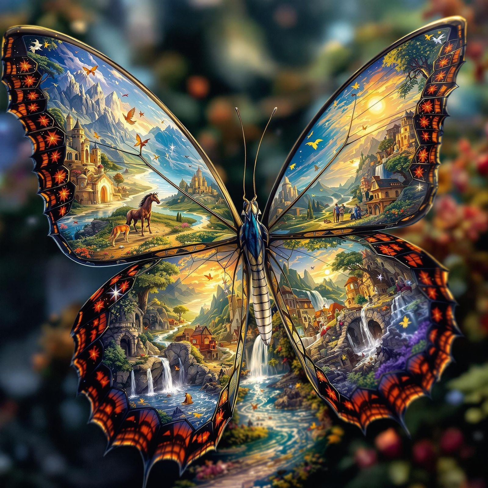 Whimsical Butterfly Fantasy Scenes in Vibrant Colors