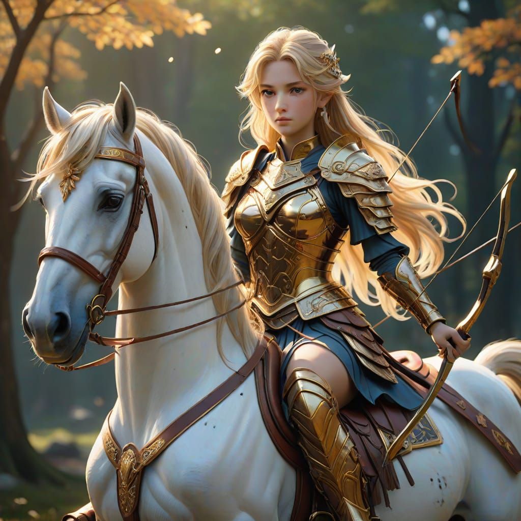 Roman Goddess Diana Rides a Majestic Horse in Vibrant Anime ...