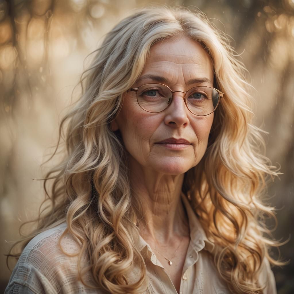 Diaphane Portrait of Woman with Blonde Hair as Oil Painting