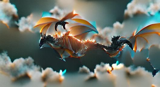 Dragon with Neon Wings in 8K 3D
