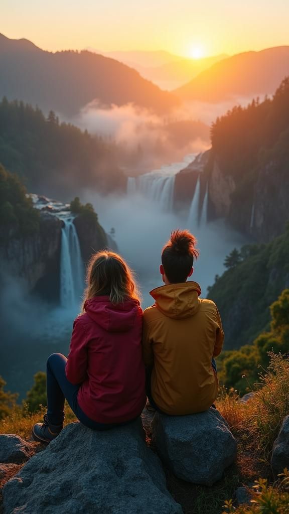 Mountain Sunrise: A Hyperrealistic Scene of Nature