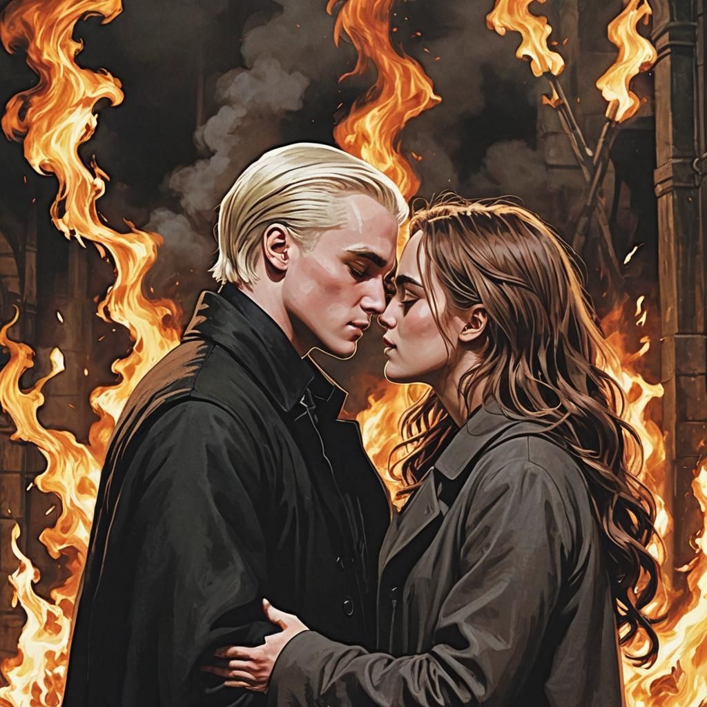 Passionate Kiss in Flames: Draco and Hermione