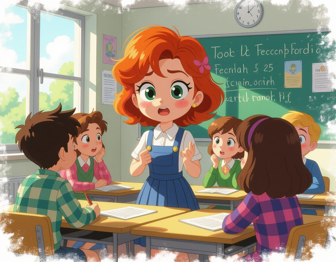 Manic Students Surround Teacher in 90s Classroom