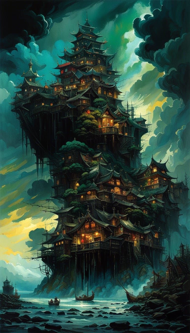 Flying Fantasy Island in Sinister Storm