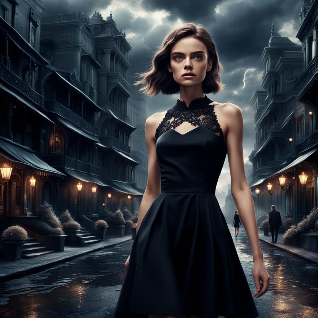 Dramatic Little Black Dress in Digital Matte Painting