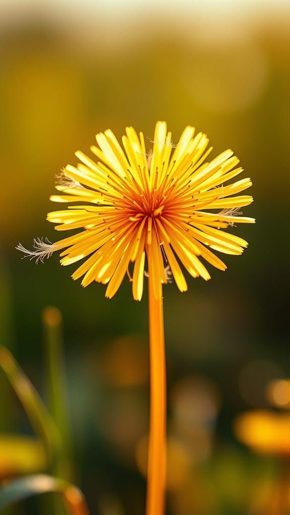 Dandelion Life Cycle in Vibrant Bloom and Radiant Seed Head