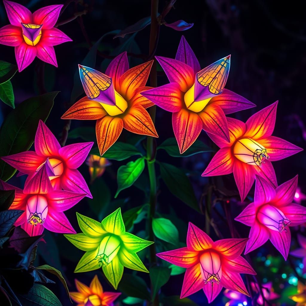 Bioluminescent Lantern Flowers in Astral Style