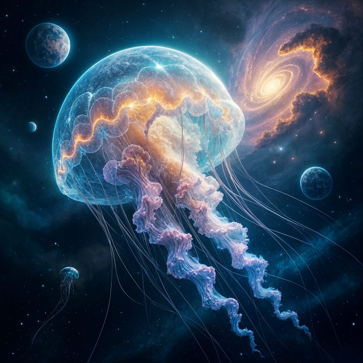 Cosmic Jellyfish in Nebula: Surreal Surrealism