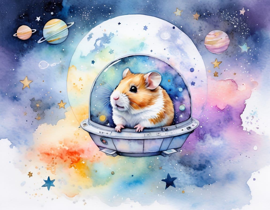 Dreamy Hamster in Cosmic Odyssey