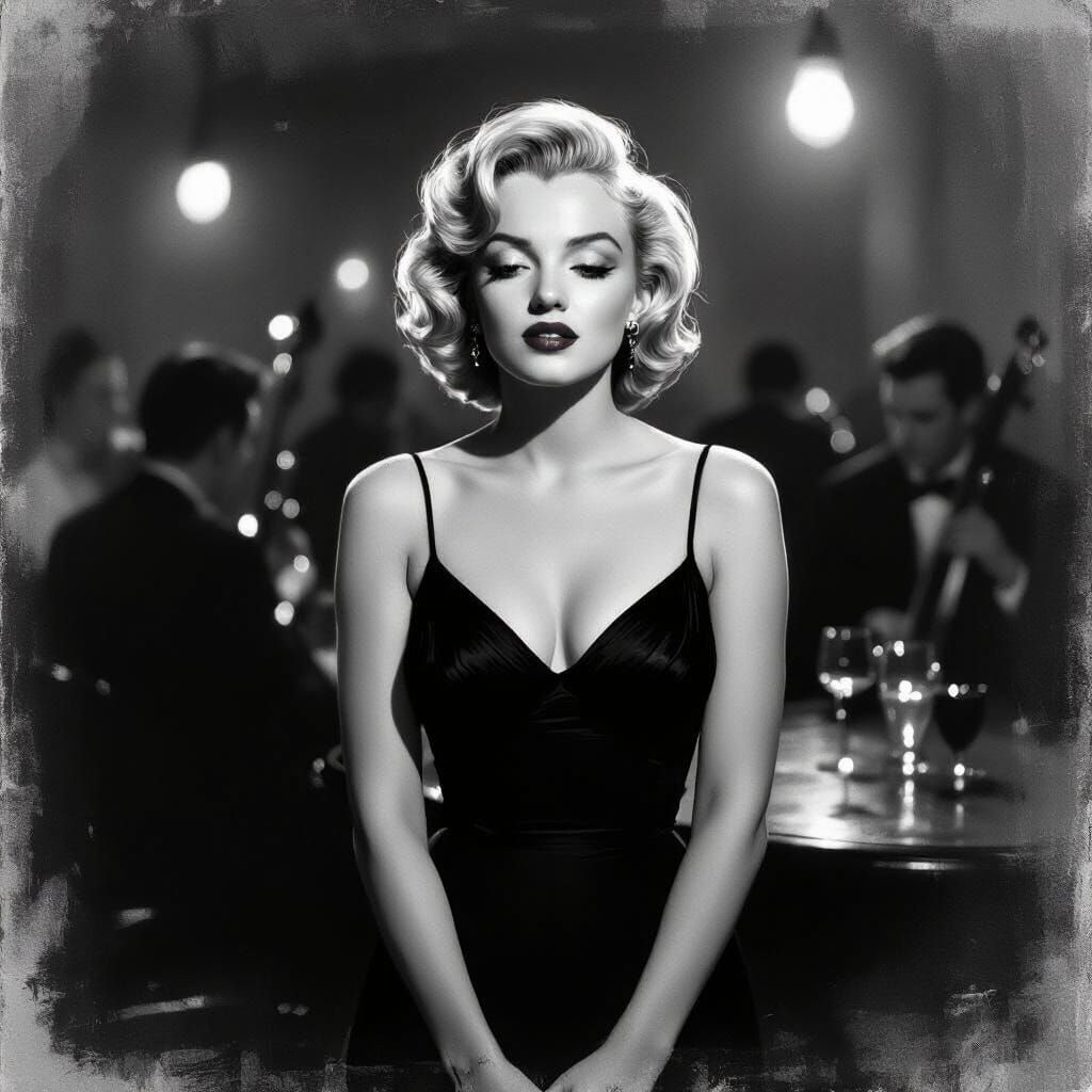 Melancholy Jazz Club Portrait in Impressionistic Style