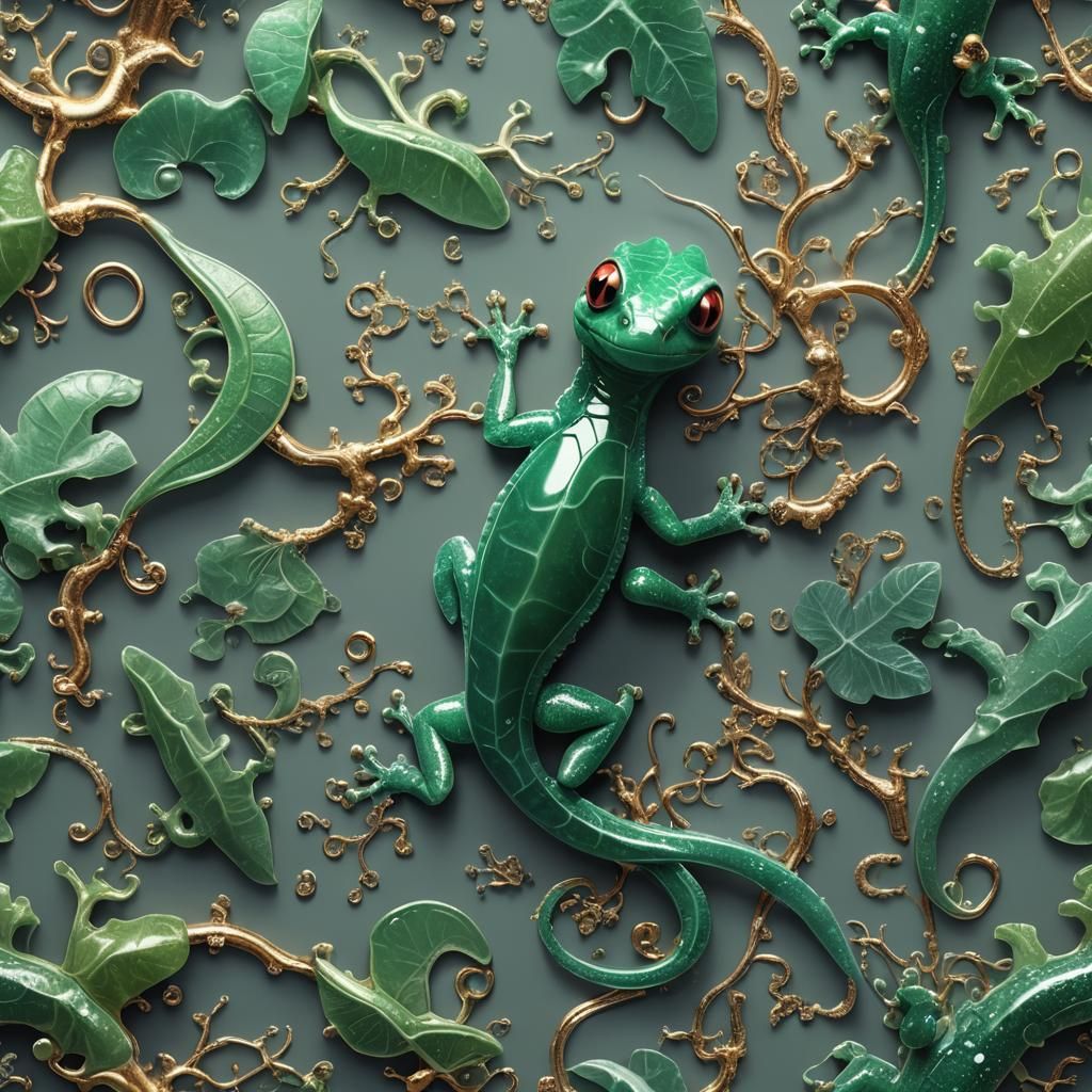 Jade Translucent Gecko Fantasy Concept Art