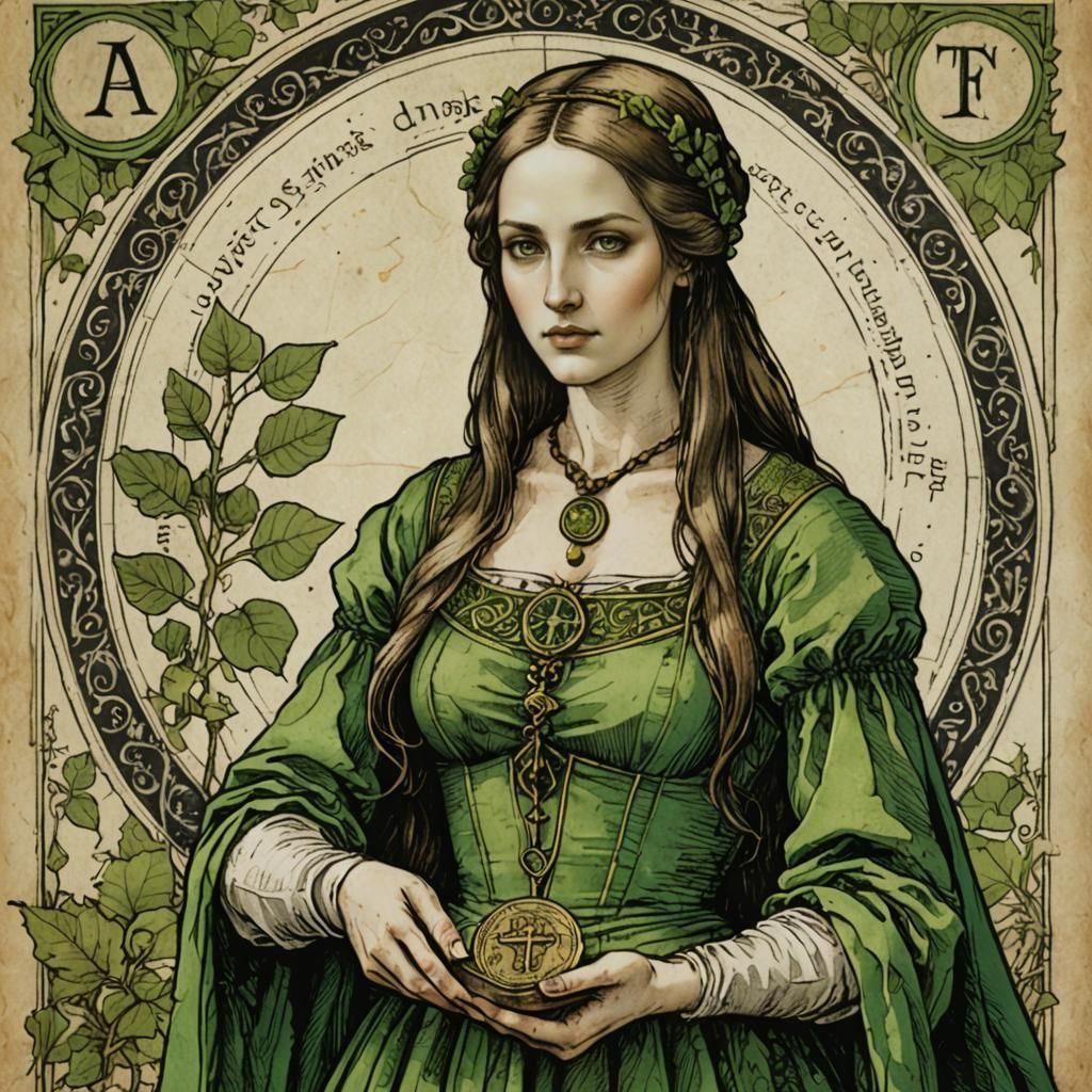 Ace of Coins: Renaissance-Style Ink Drawing