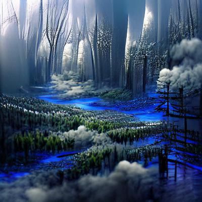 Enchanted Blue Forest Matte Painting