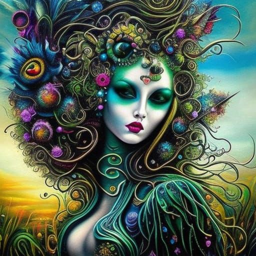 Colorful Mixed Media Floral Art in Expressionist Style