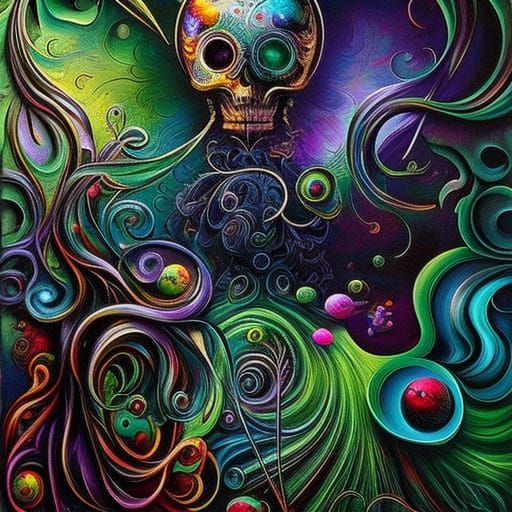 Colorful Flowers in Neo-Impressionistic Mixed Media Style