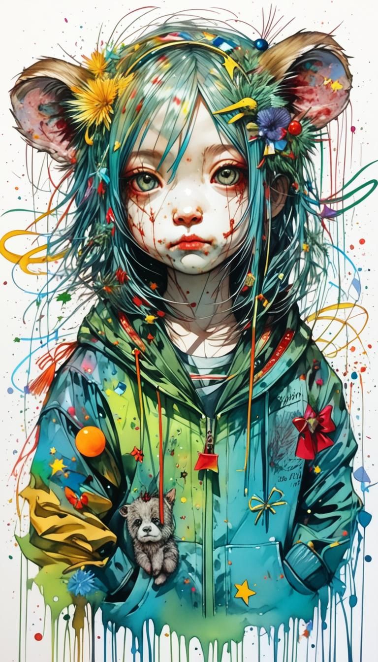 Tiger Party Animal in Flowing Ink Style